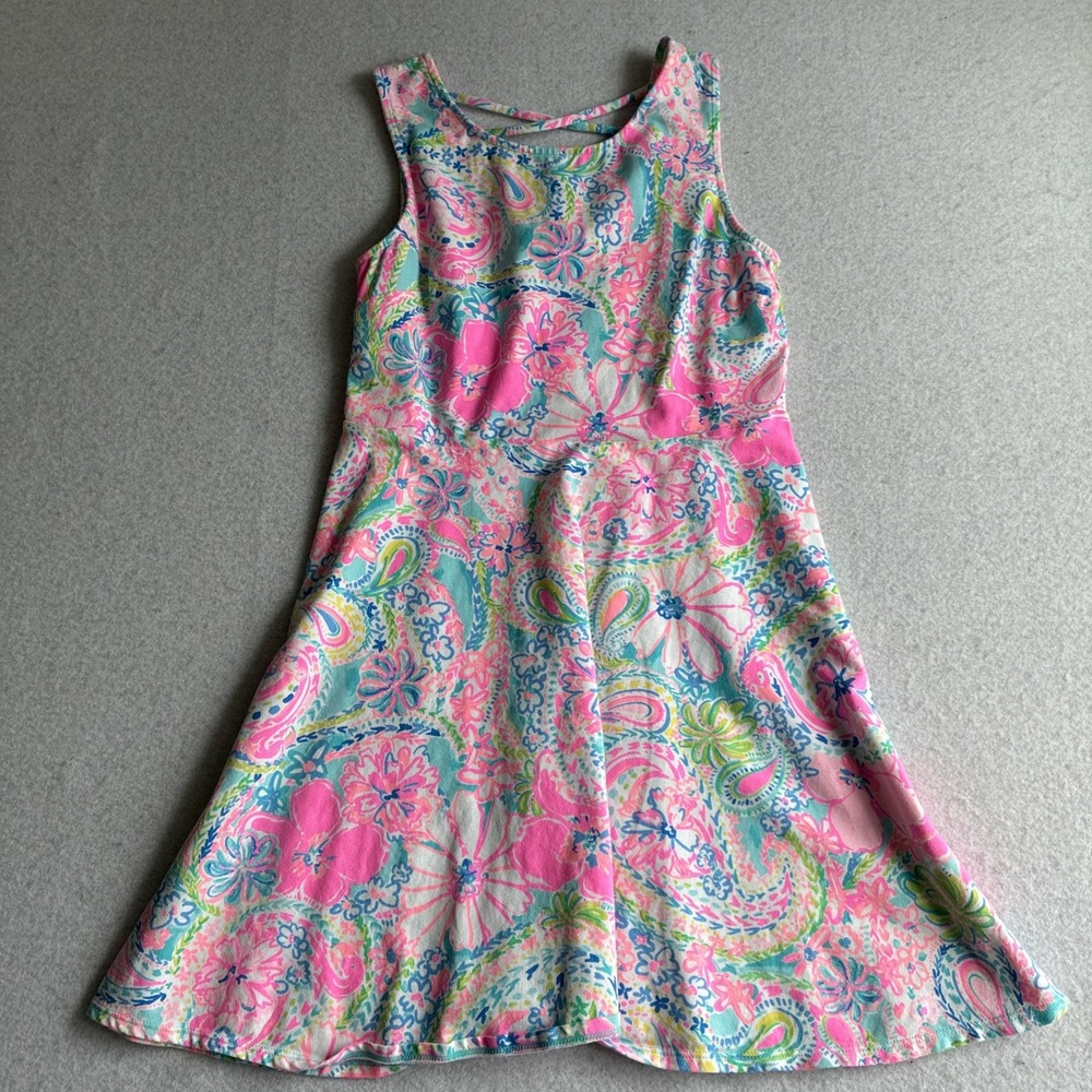 Lilly Pulitzer Girls Clarice Dress Flock Full Of Fun Dress Size 12 Colorful